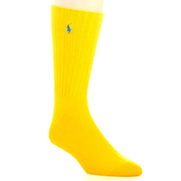 NWT Men's Ralph Lauren Polo Yellow Casual Socks with Signature Pony - Picture 2 of 10